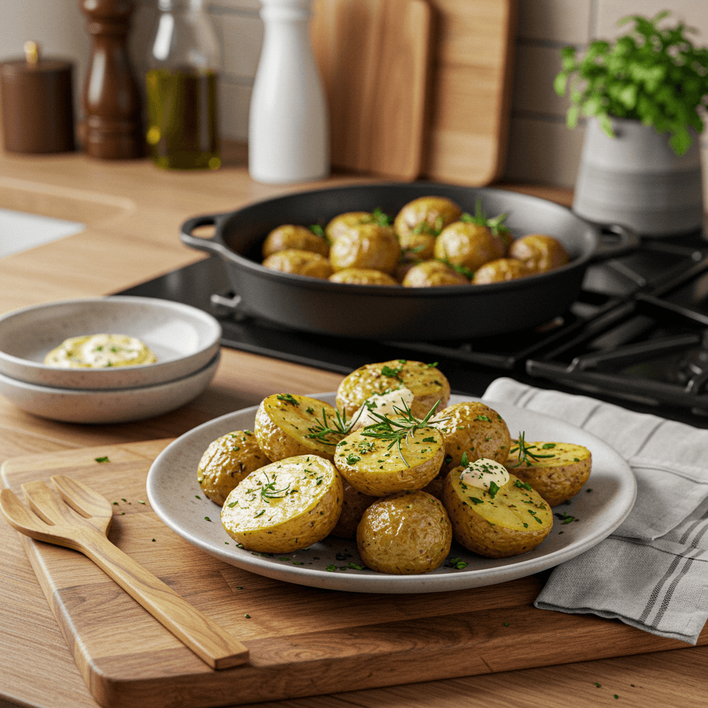 Oven-Roasted Herb Potatoes with Garlic Butter