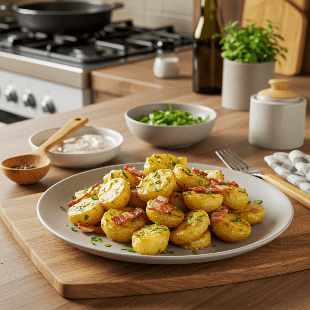 Pan-Fried Potato and Bacon Vinaigrette Delight