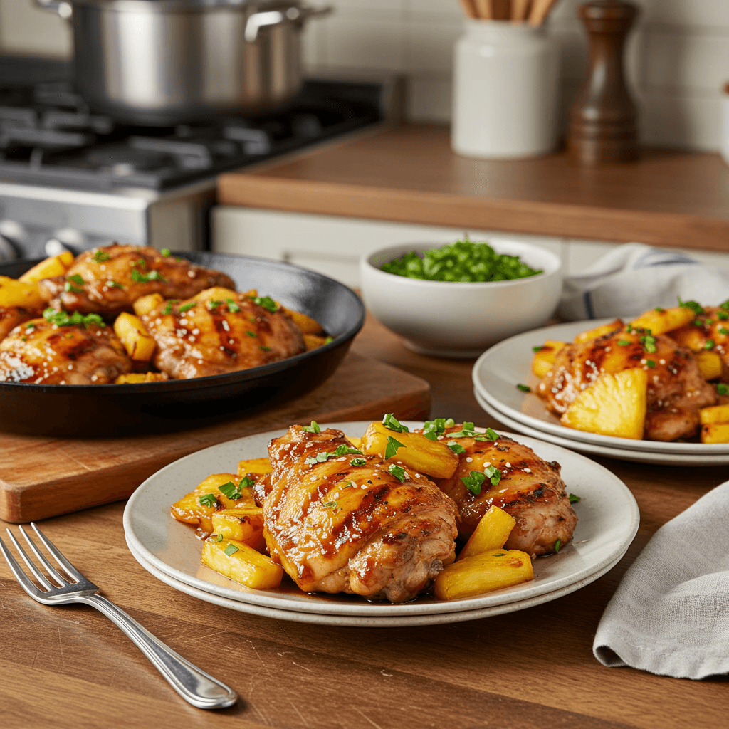 Pineapple Ginger Glazed Grilled Chicken Thighs