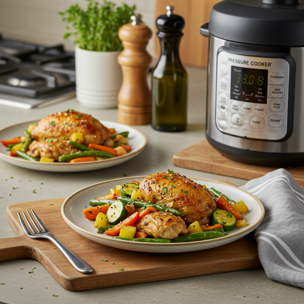 Pressure Cooker Air-Fried Herb-Infused Chicken and Vegetables