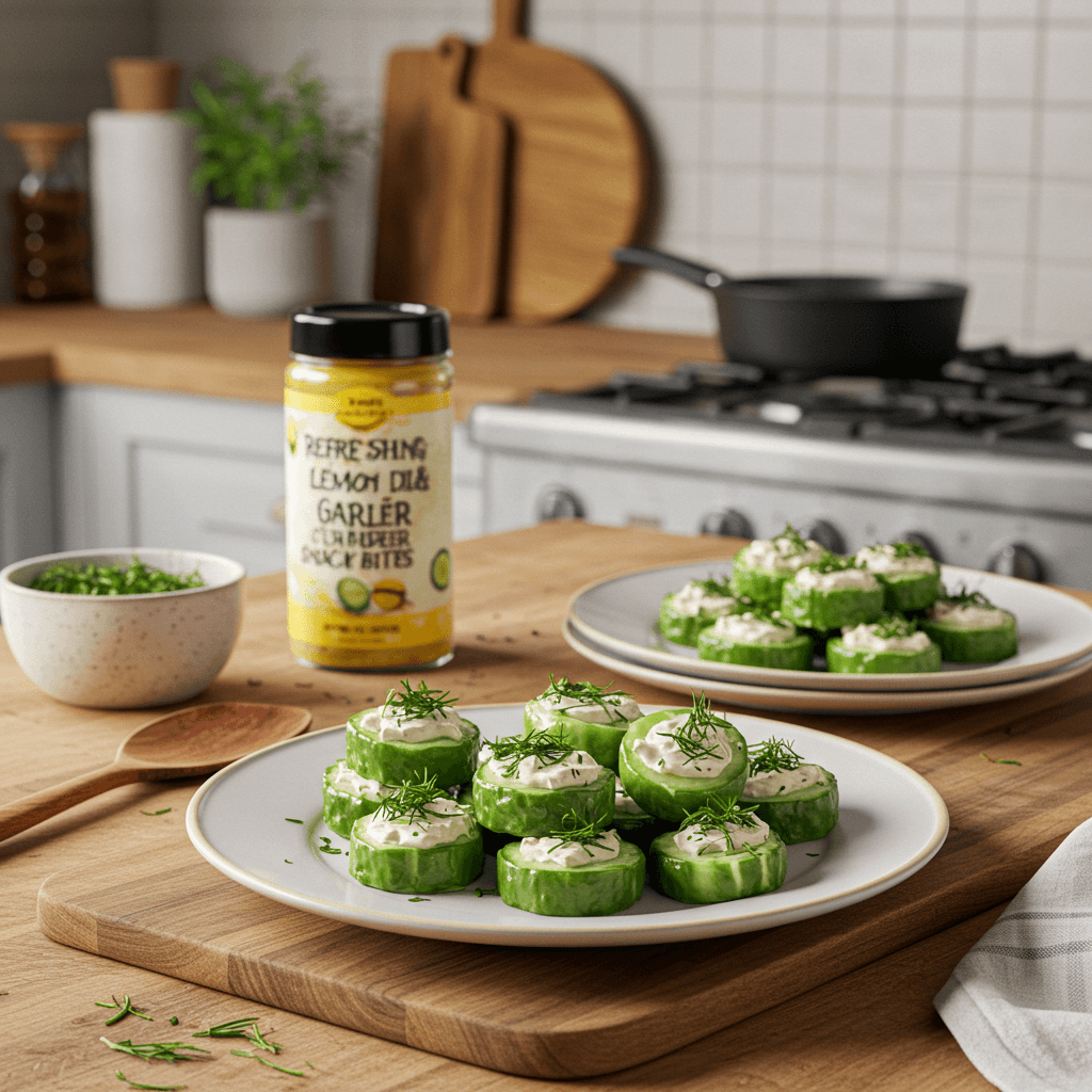 Refreshing Lemon Dill & Garlic Cucumber Snack Bites