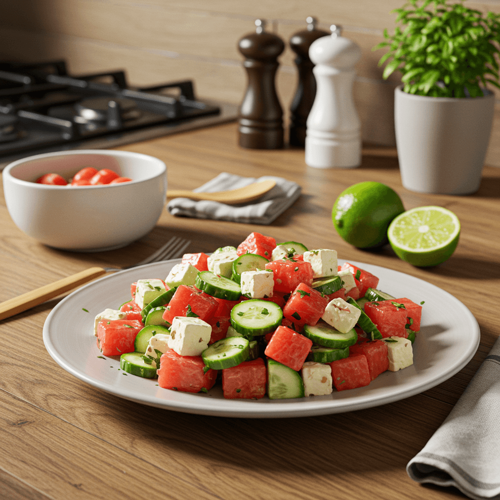 Refreshing Watermelon, Feta, and Cucumber Salad with Lime