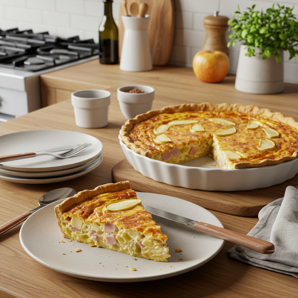 Savory Ham, Apple, and Cheddar Breakfast Quiche