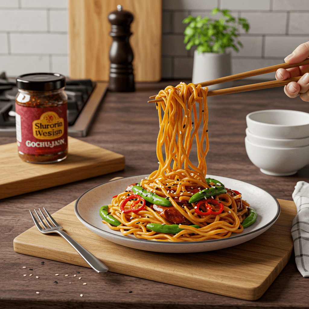 Savory Korean-Inspired Noodle Bowl with Gochujang and Miso