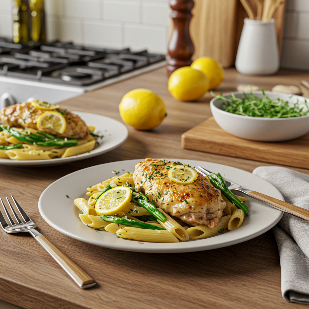 Savory Lemon Herb Chicken with Garlic Butter Pasta