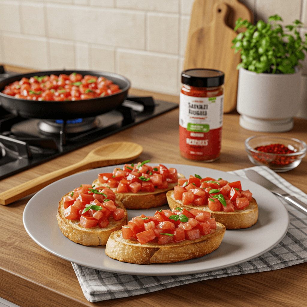 Savory Serrano Ham and Tomato Bruschetta with Smoked Paprika