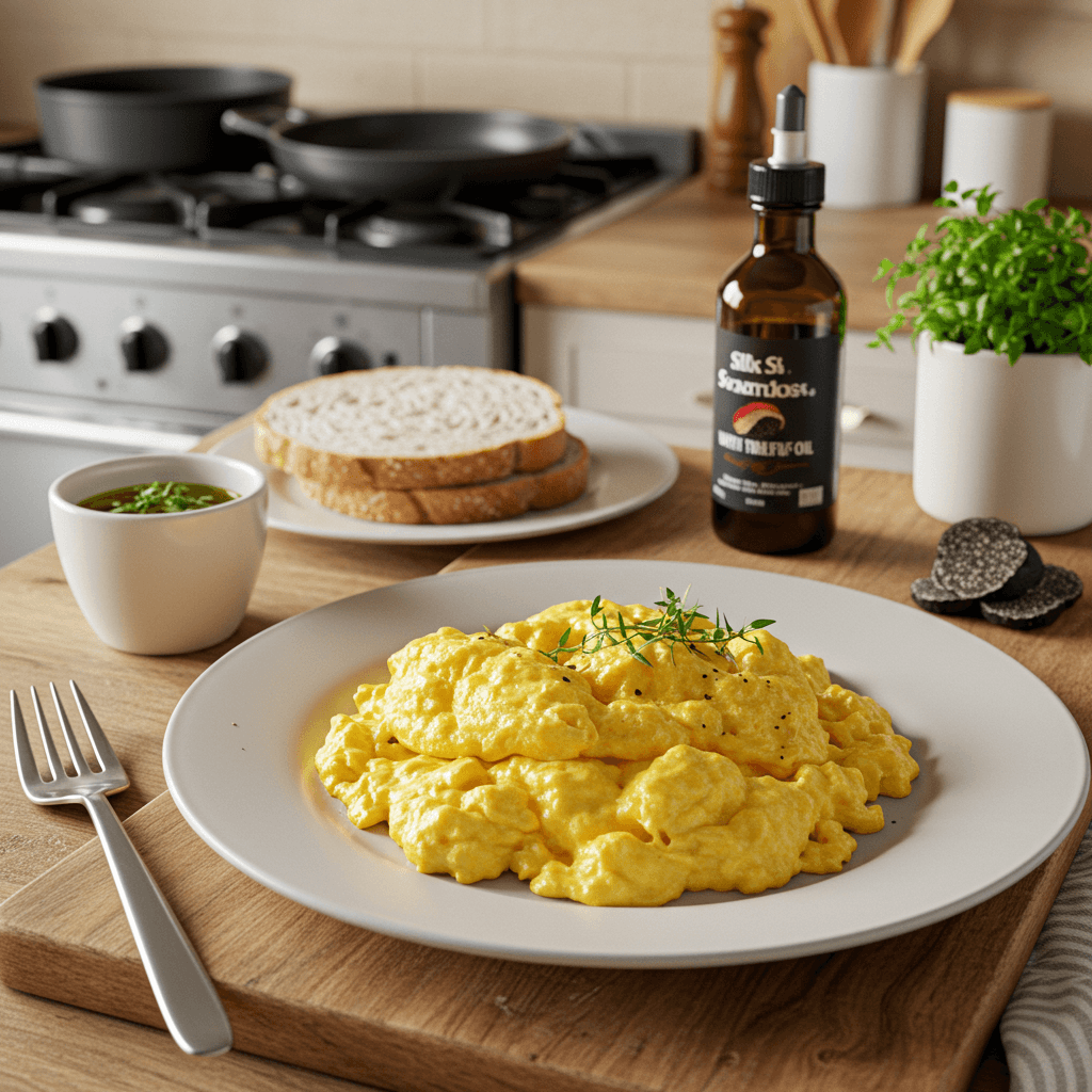 Silky Soft Scrambled Eggs with Truffle Oil