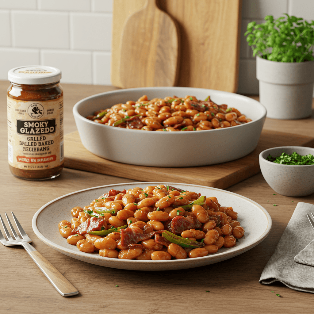 Smoky Glazed Grilled Baked Beans