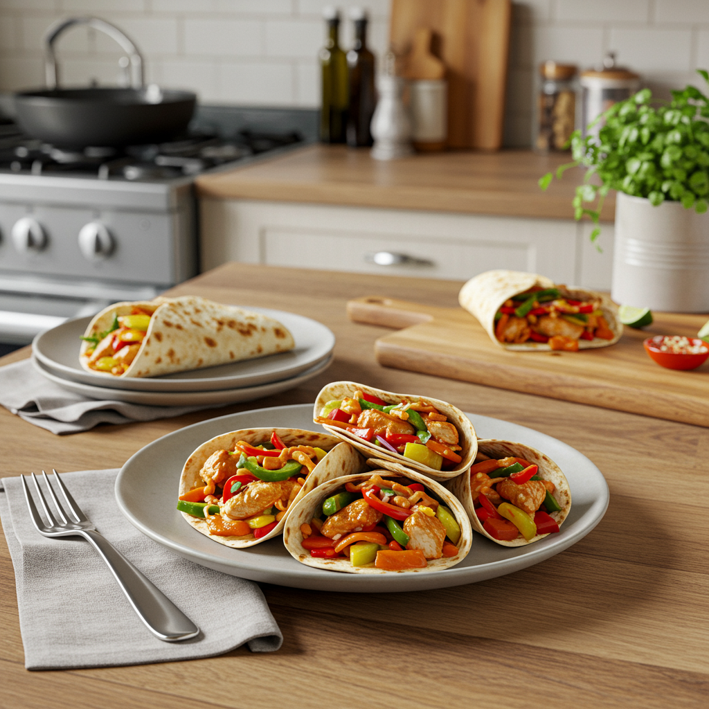 Spicy Chicken and Veggie Tortilla Wraps
