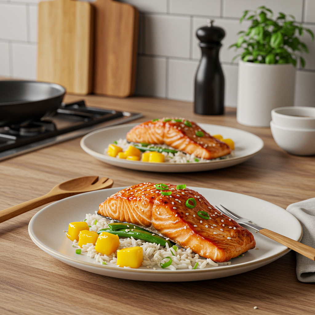 Spicy Salmon with Teriyaki-Mango Glaze