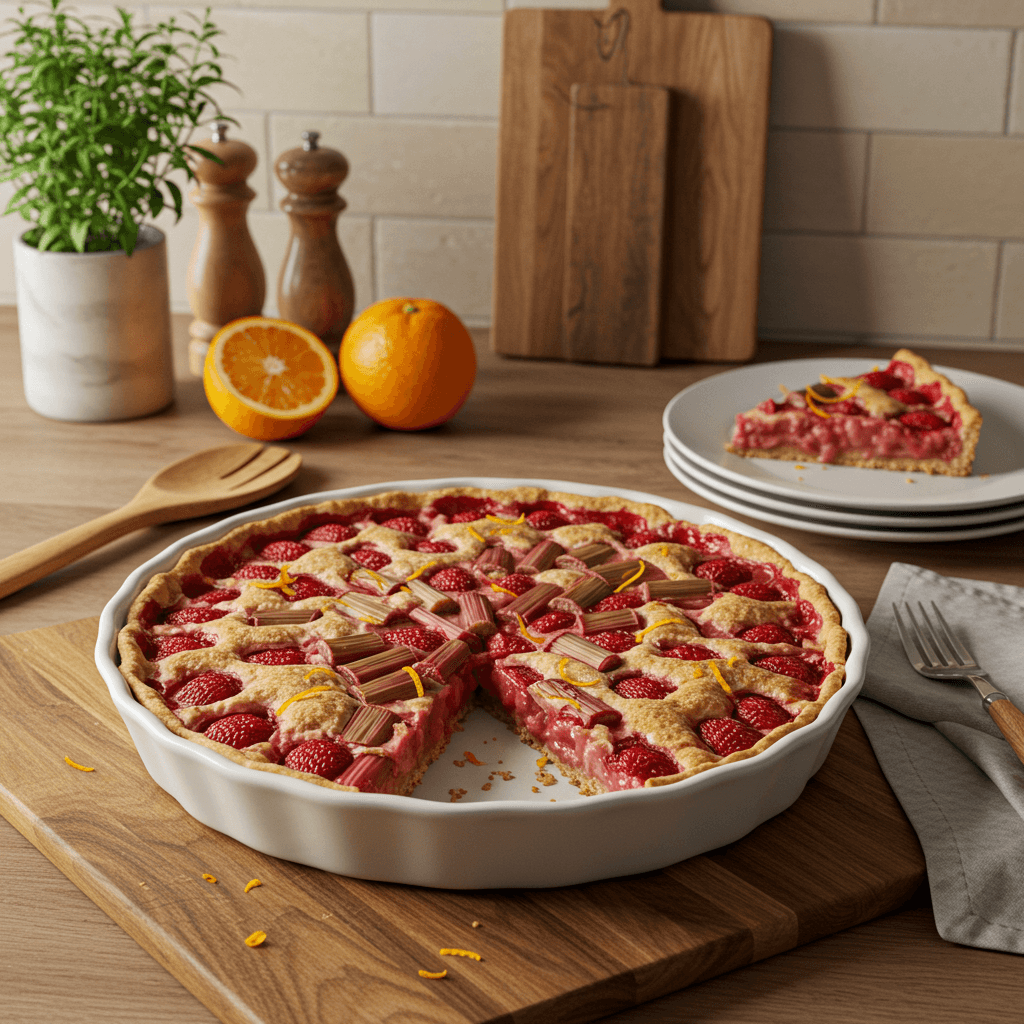 Strawberry Rhubarb Delight Pie with Orange Zest
