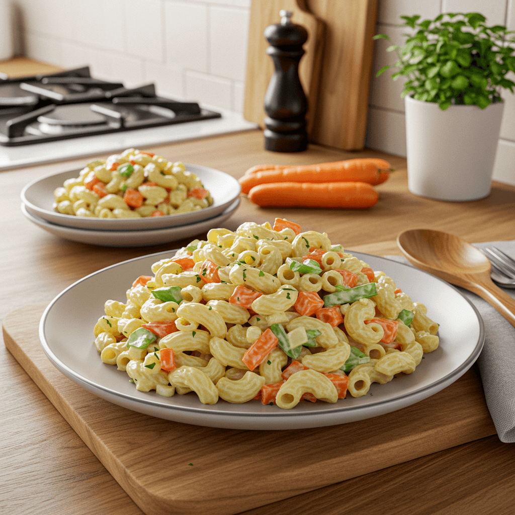 Tangy Macaroni Salad with Carrot and Sweet Onion