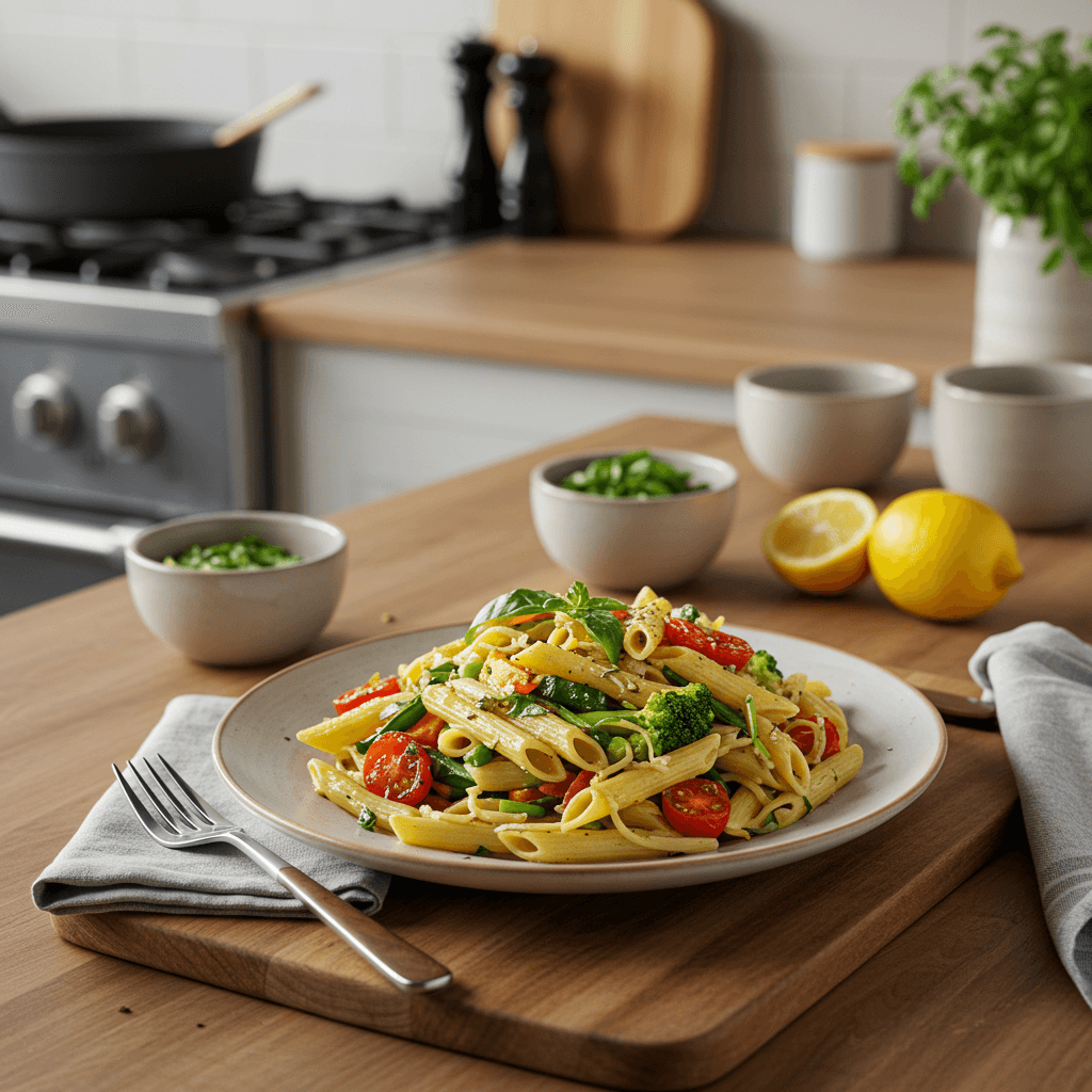 Vibrant Veggie Pasta with Lemon Basil Sauce