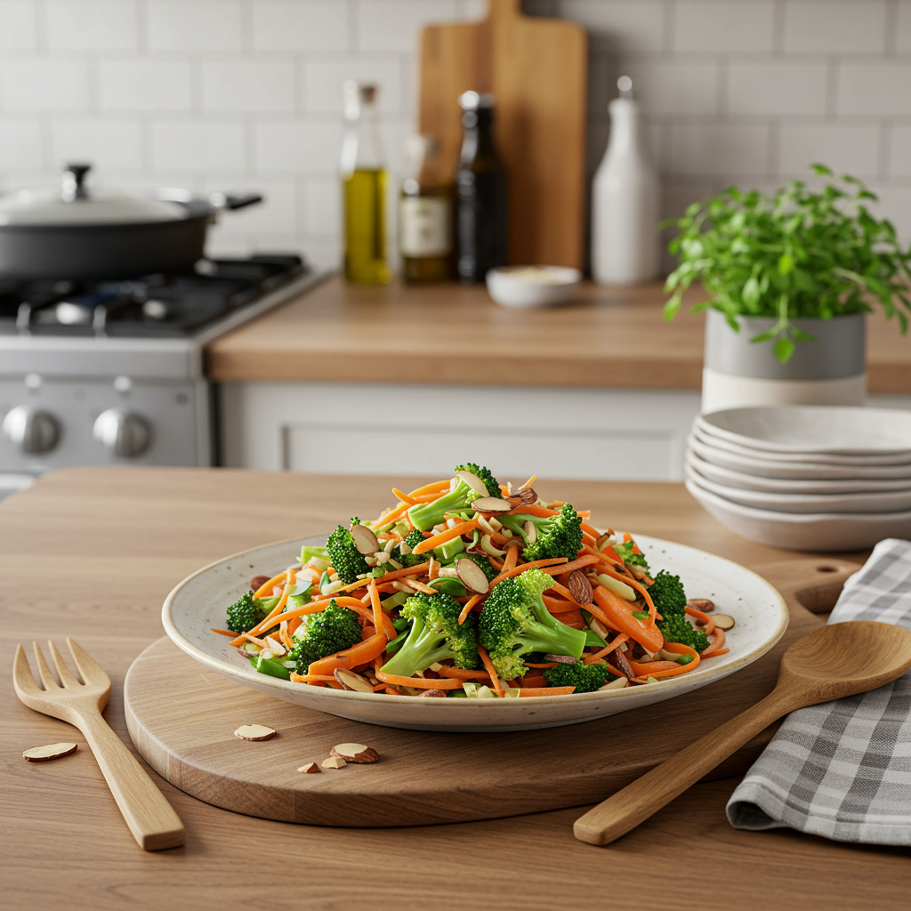 Zesty Broccoli and Carrot Slaw with Almonds