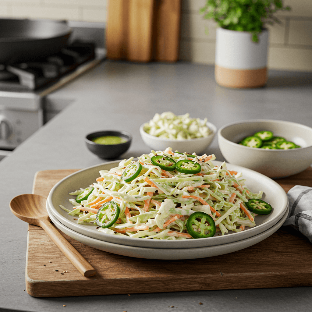 Zesty Cabbage Slaw with Creamy Jalapeño Dressing