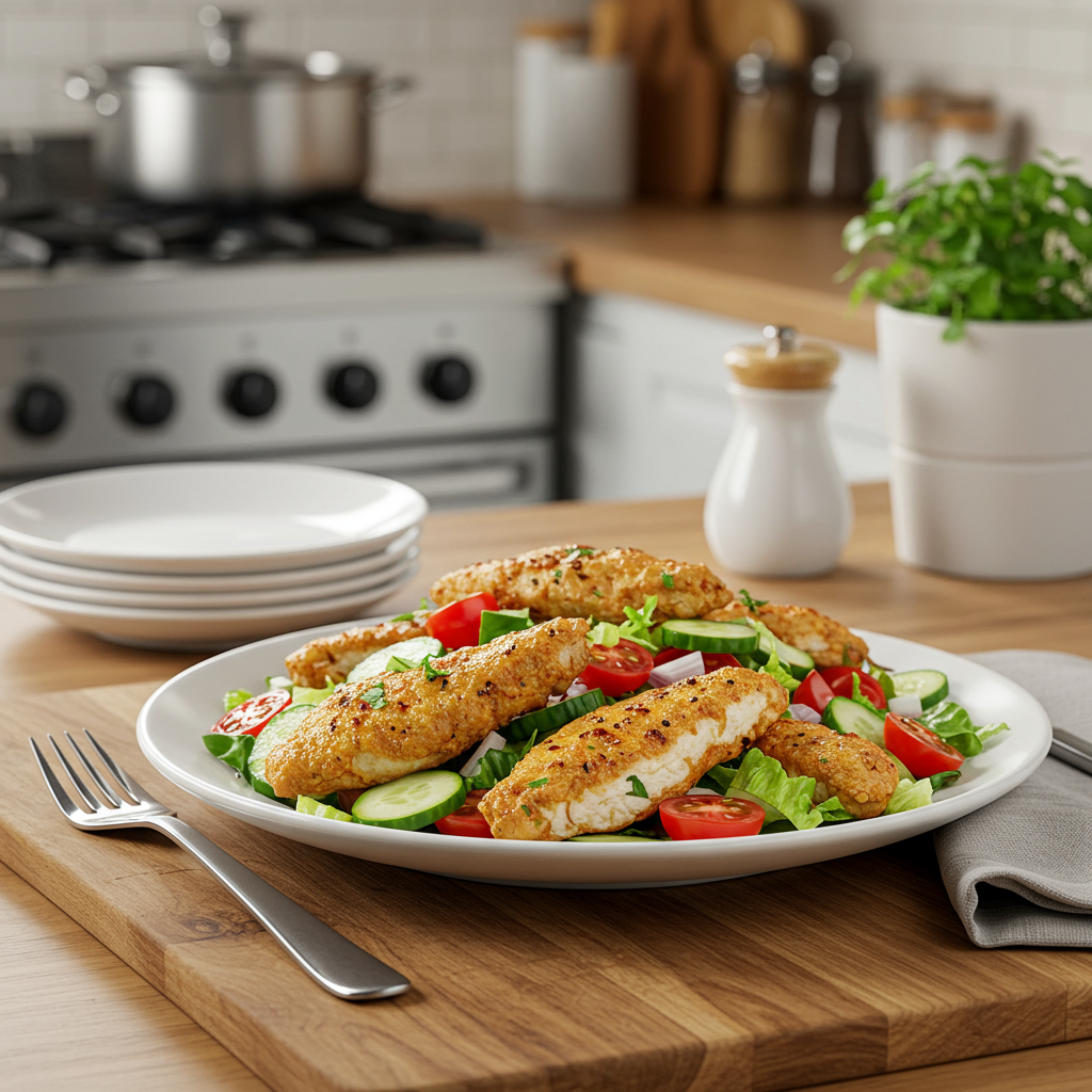 Zesty Pan-Fried Chicken Tender Salad