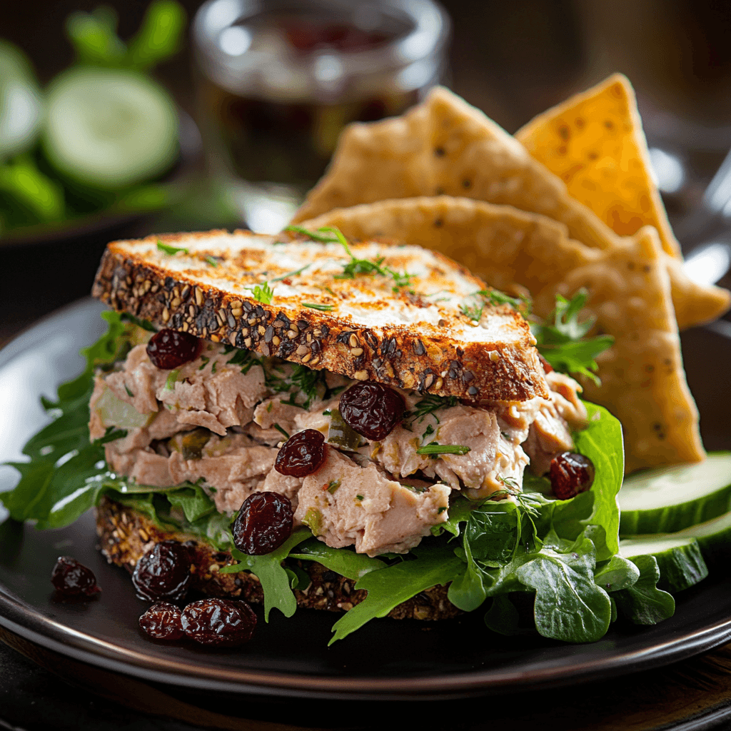Broiled Tuna Cranberry Melt on Pumpernickel