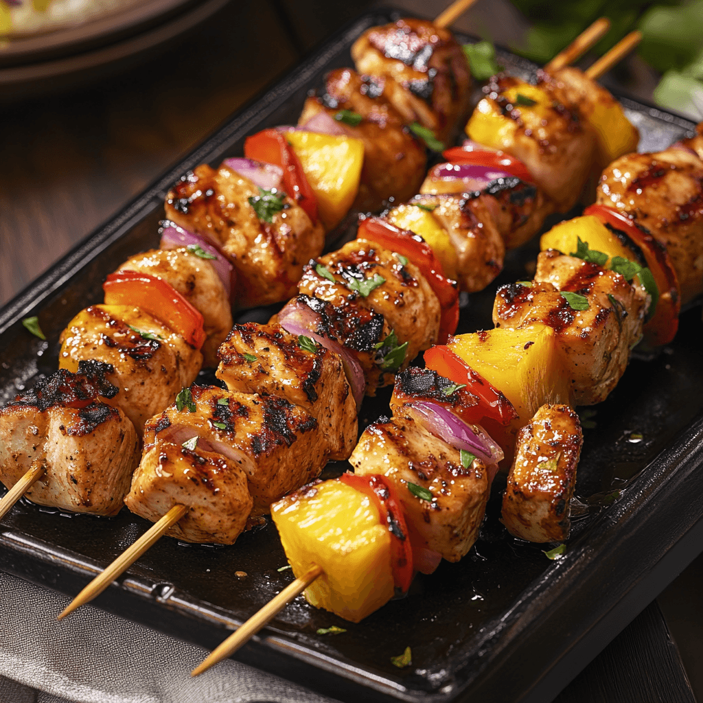 Charcoal Grilled Chicken and Pineapple Skewers