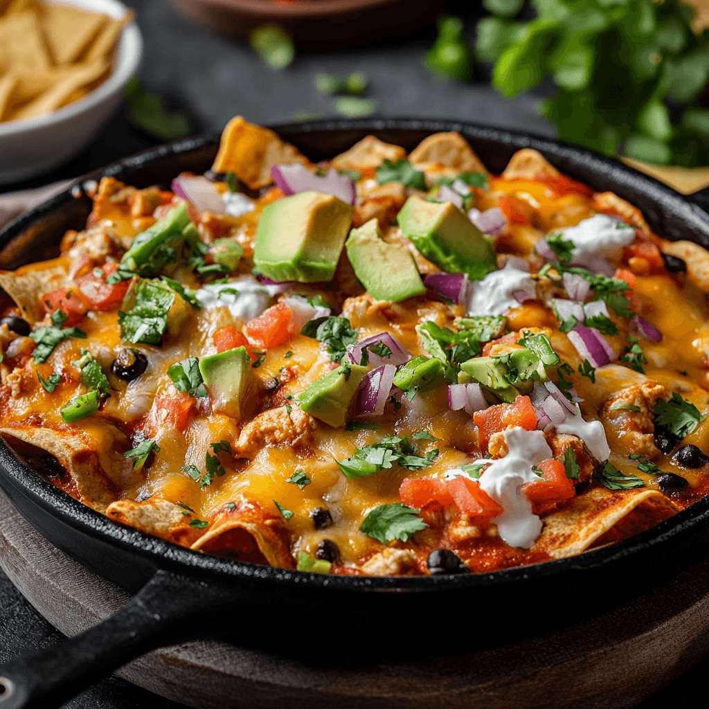 Cheesy Chicken & Bean Enchilada Skillet
