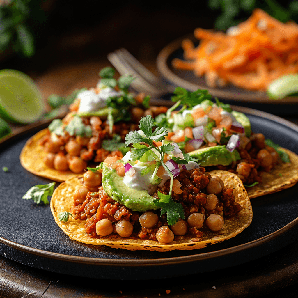 Chorizo and Chickpea Tostadas with Avocado Yogurt Cream