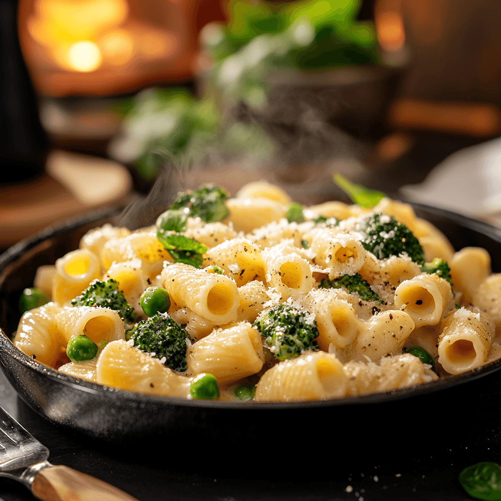 Creamy Stovetop Pasta with Vegetables and Parmesan