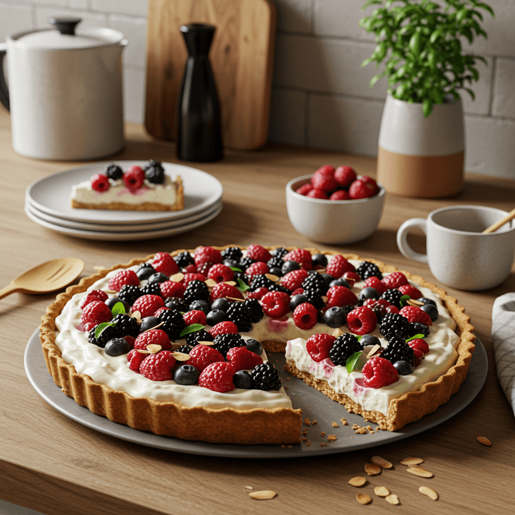 Berries and Cream Tart with Almond Crust