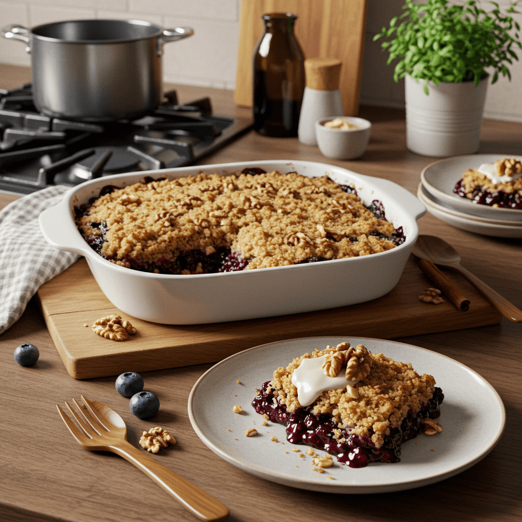 Blueberry Crisp with Walnut-Cinnamon Topping
