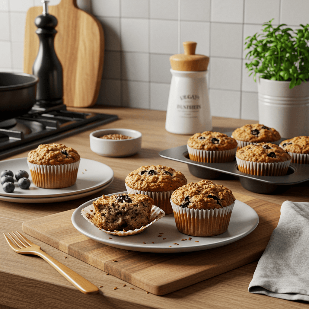 Blueberry Vegan Flaxseed Muffins