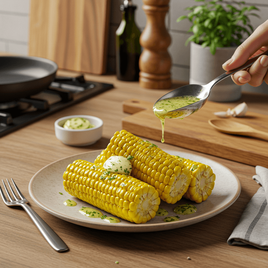 Boiled Corn with Herb Butter Drizzle