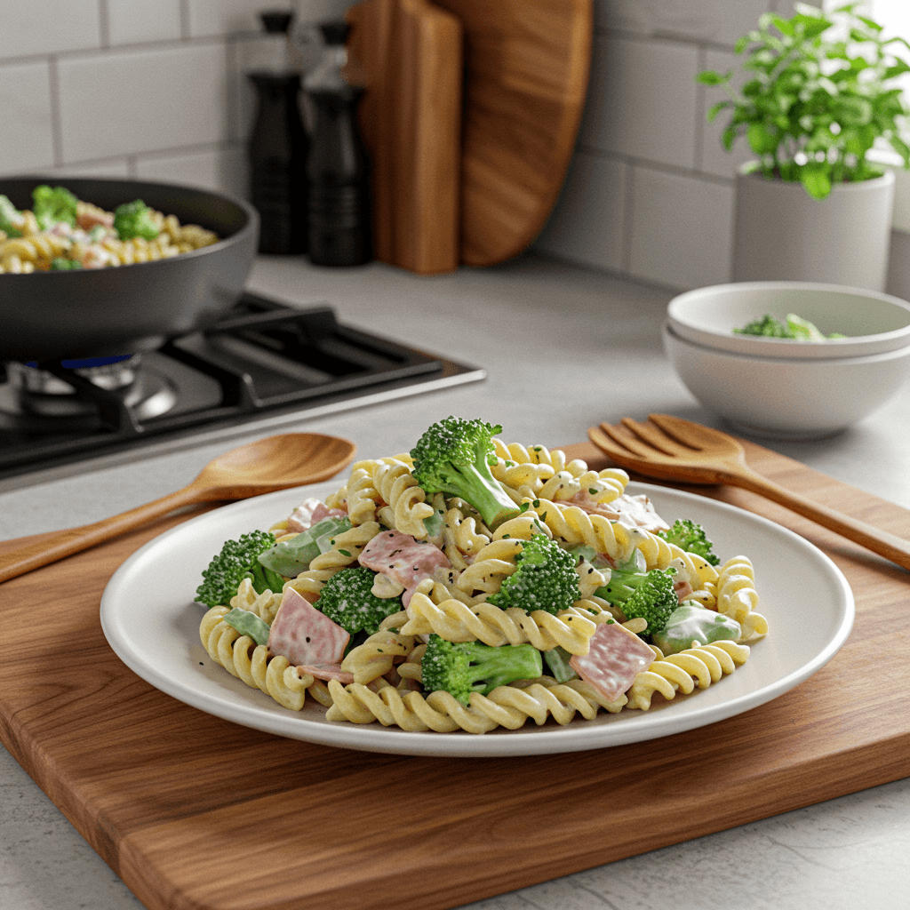 Broccoli and Ham Pasta Salad Delight