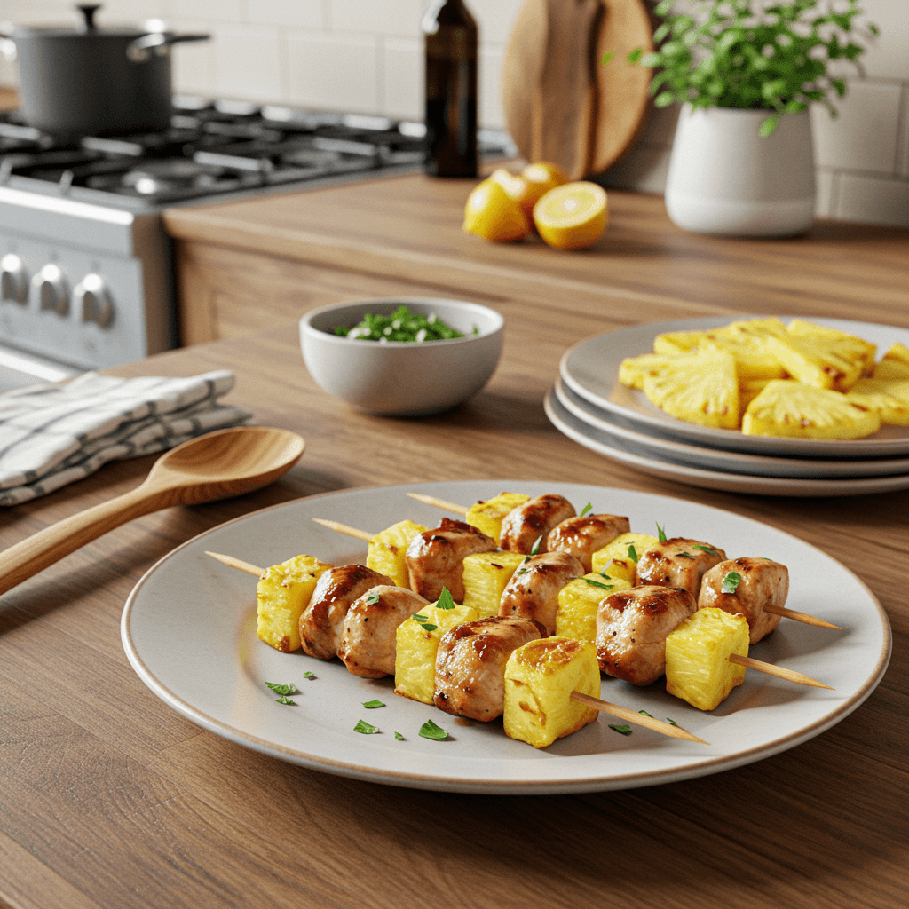 Charcoal Grilled Chicken and Pineapple Skewers