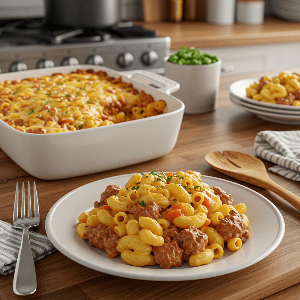 Cheesy Baked Beef & Turkey Macaroni Delight