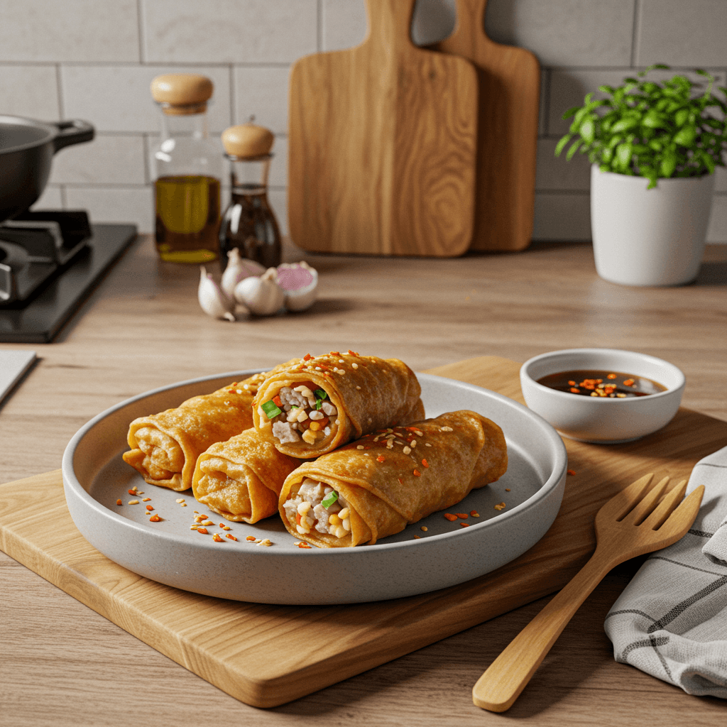 Crispy Oven-Baked Lumpia with Shrimp and Pork Filling