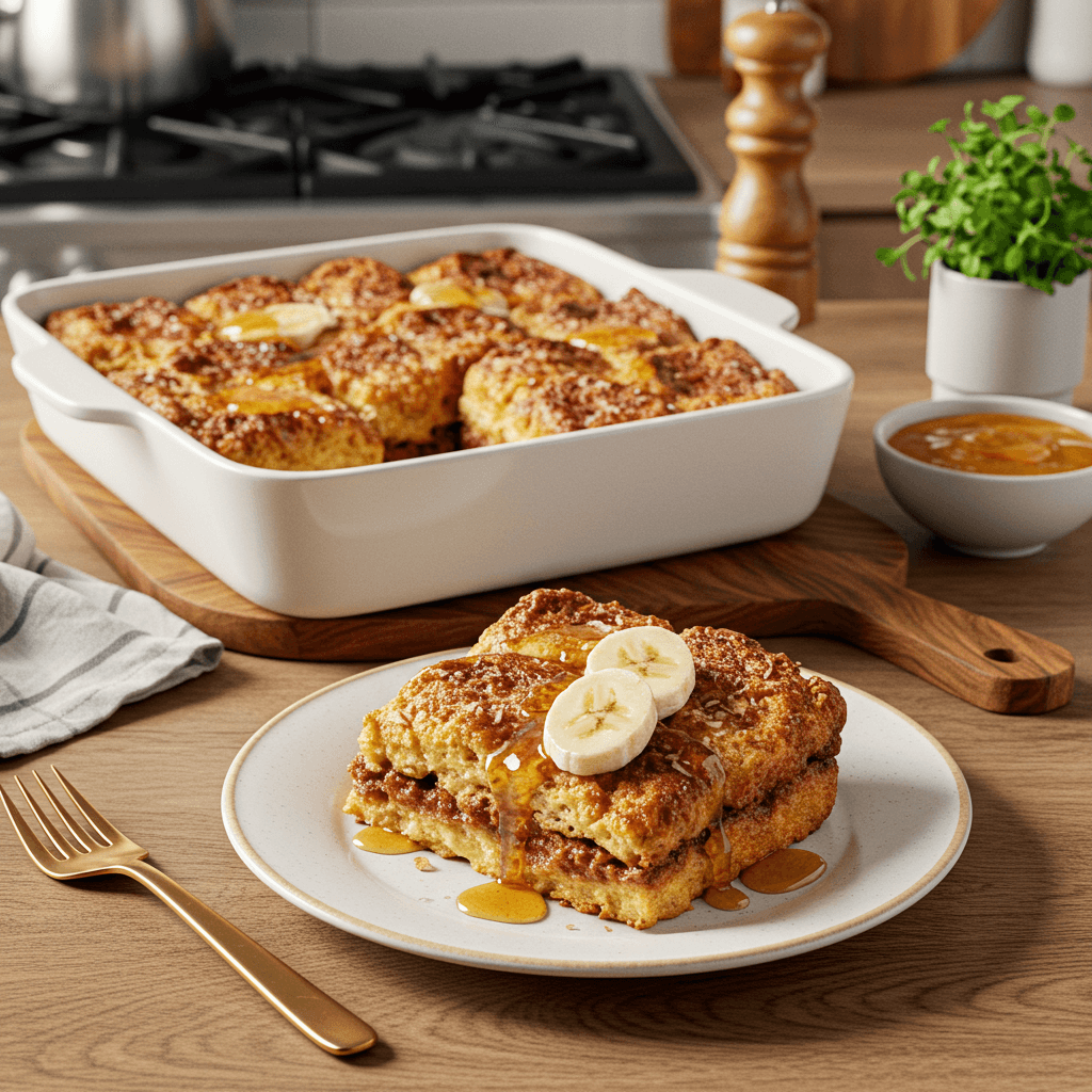 Decadent Cinnamon Coconut French Toast Bake