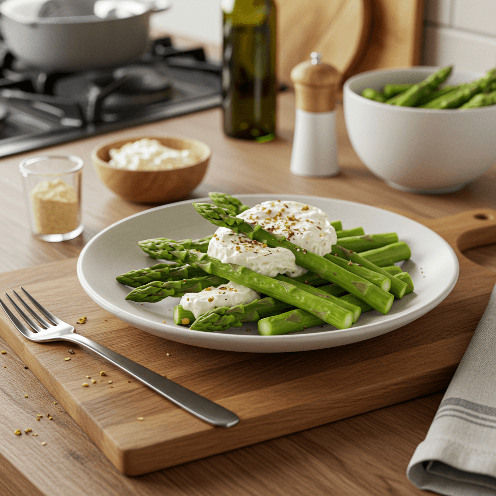 Gourmet Microwaved Asparagus and Chèvre Delight