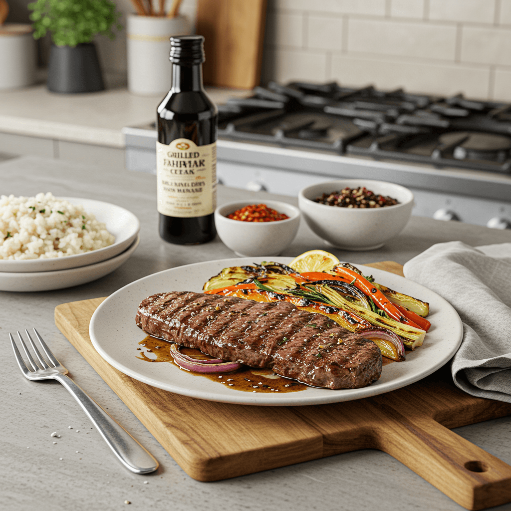 Grilled Flank Steak with Balsamic Dijon Marinade