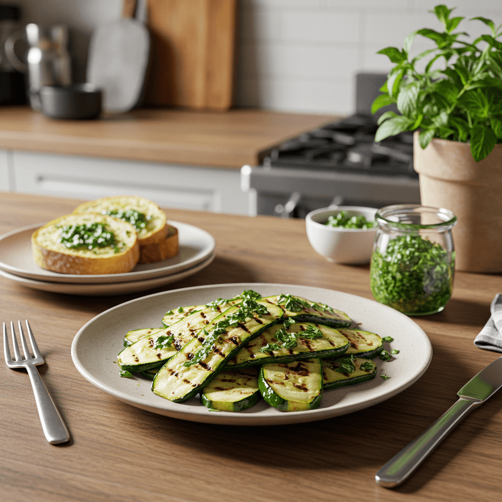 Grilled Zucchini with Spicy Mint Chimichurri