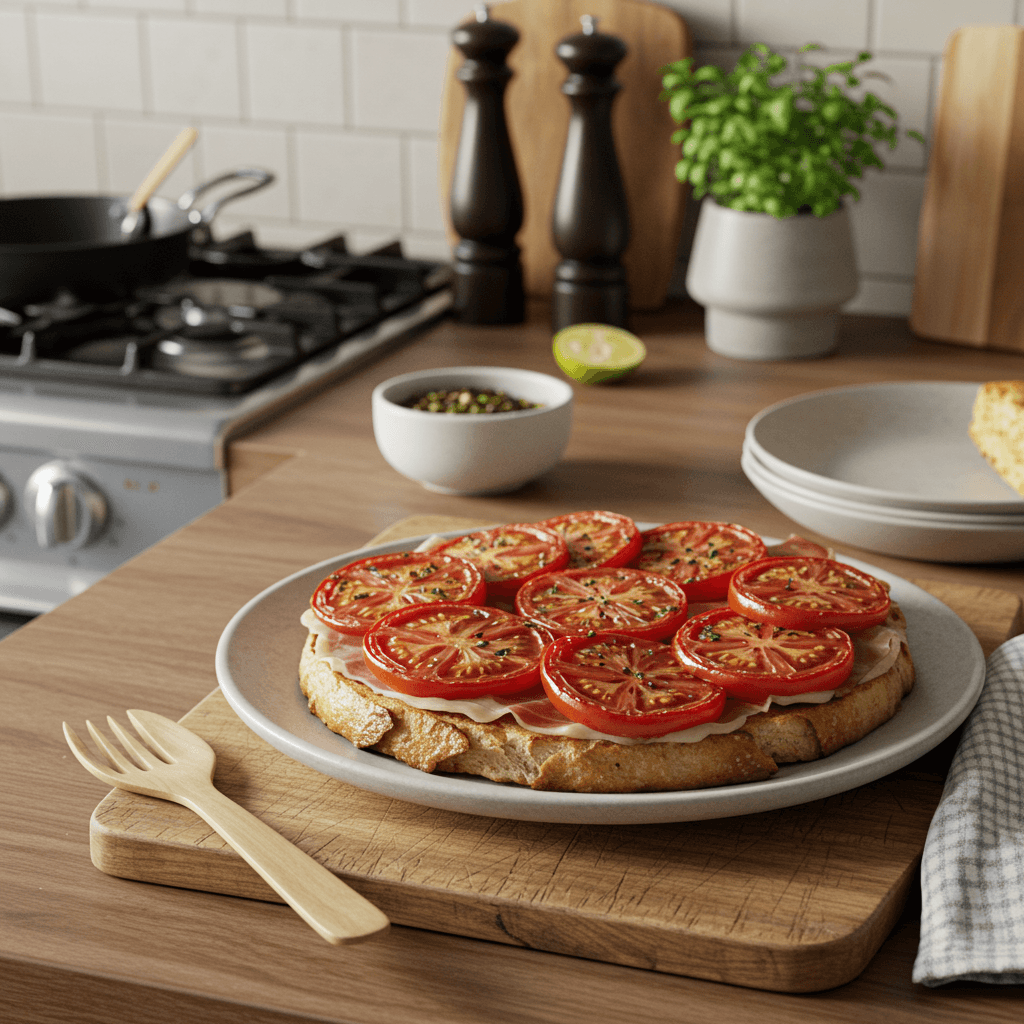 Heirloom Tomato and Serrano Ham Oven-Toast