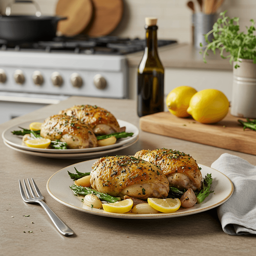 Herb-Crusted Buttermilk Chicken with Lemon Wine Sauce