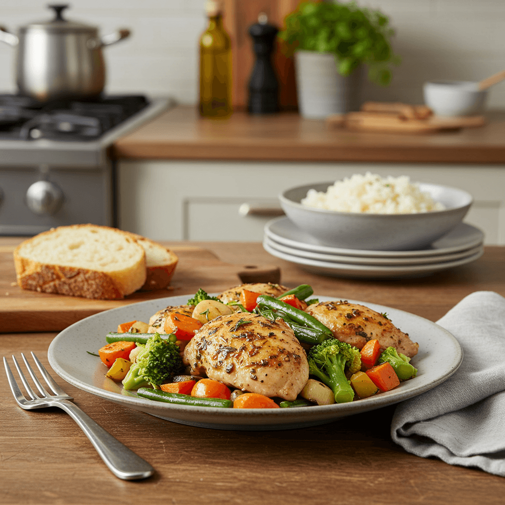 Irresistible Roasted Herb Chicken & Vegetable Skillet