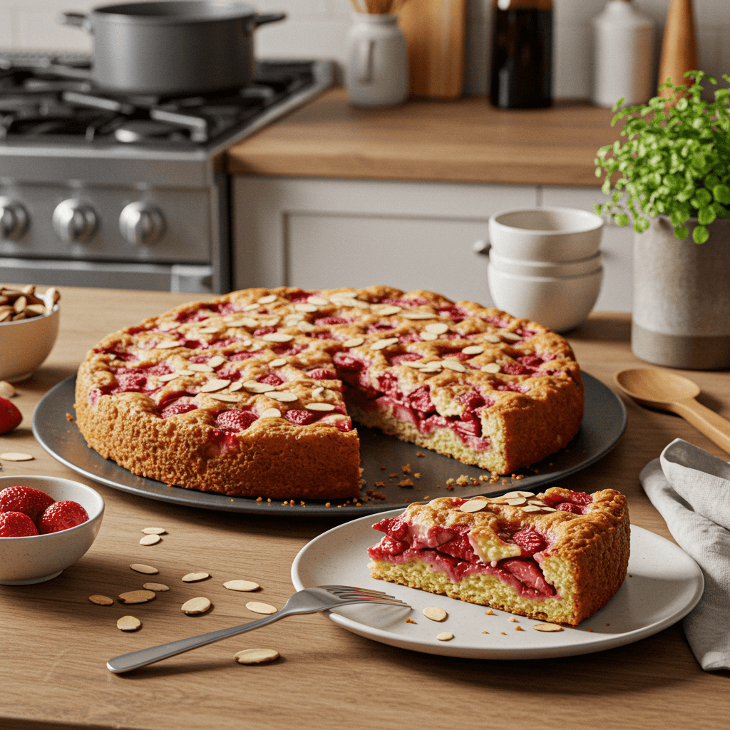 Irresistible Roasted Strawberry Almond Cake