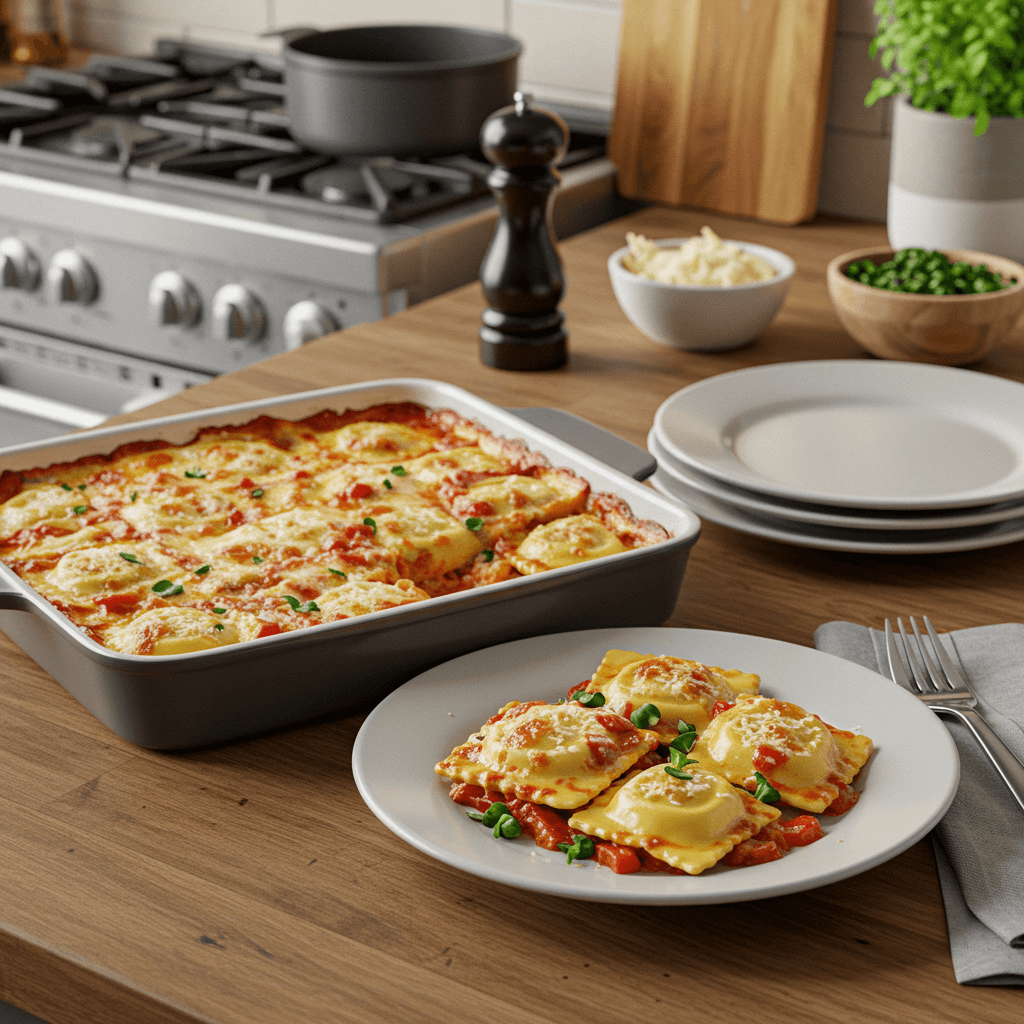 Italian Garden Baked Ravioli Delight