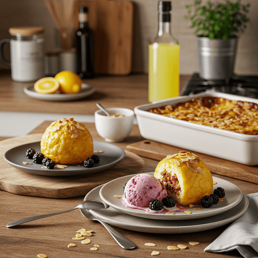 Limoncello Almond Delight with Berried Ice Cream