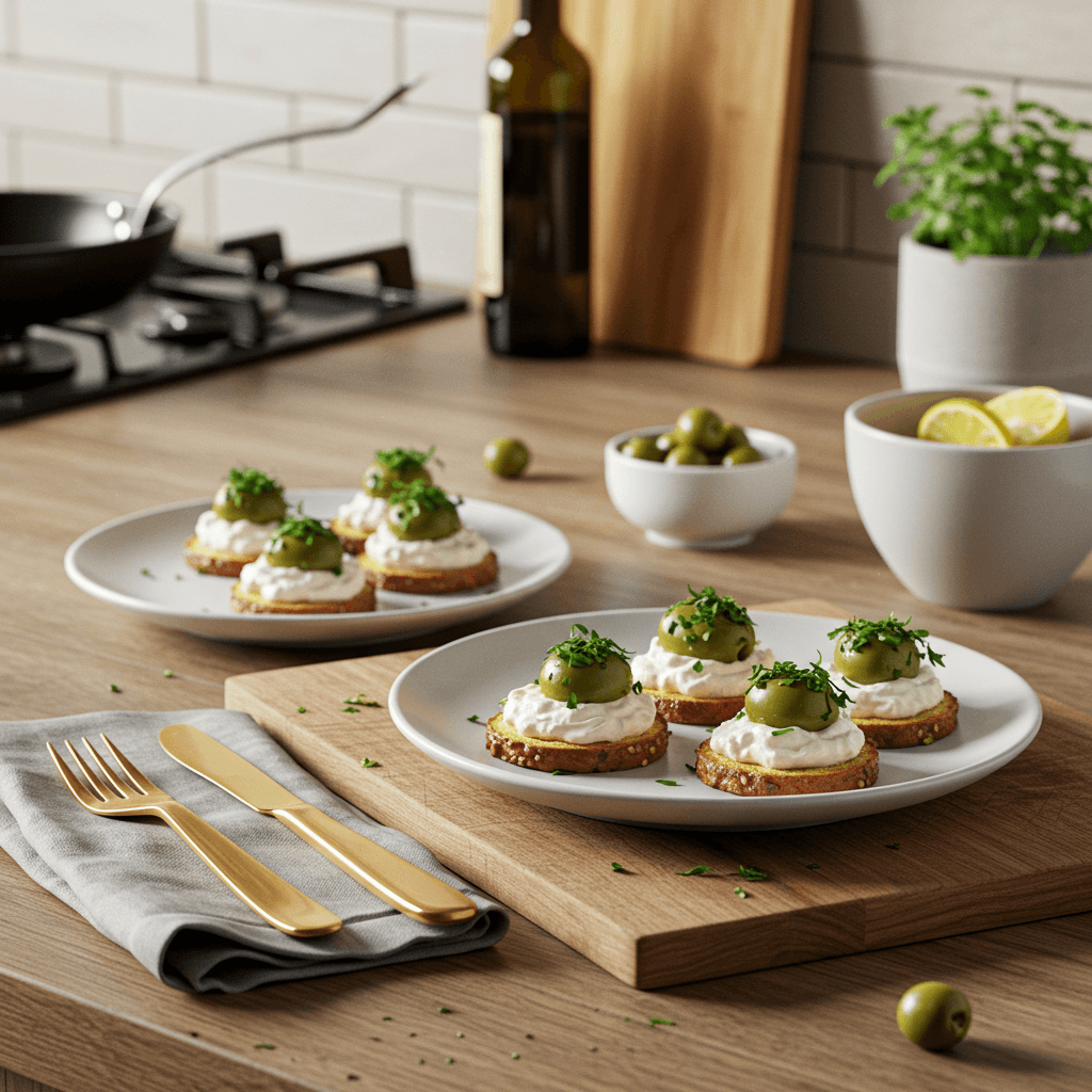 No-Cook Gin & Olive Cream Cheese Bites