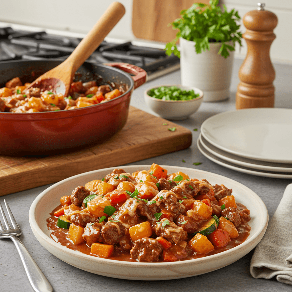 One-Pot Cheesy Beef and Vegetable Goulash