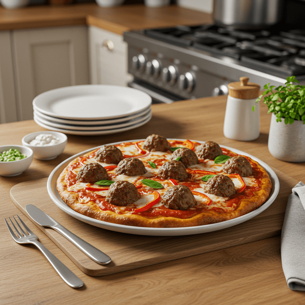 Oven-Baked Meatball Explosion Pizza