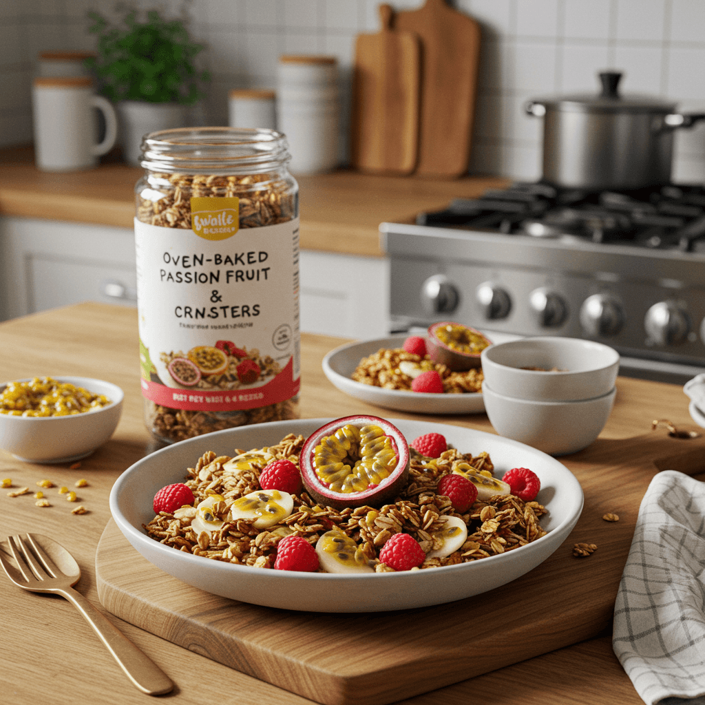 Oven-Baked Passion Fruit & Raspberry Granola Clusters