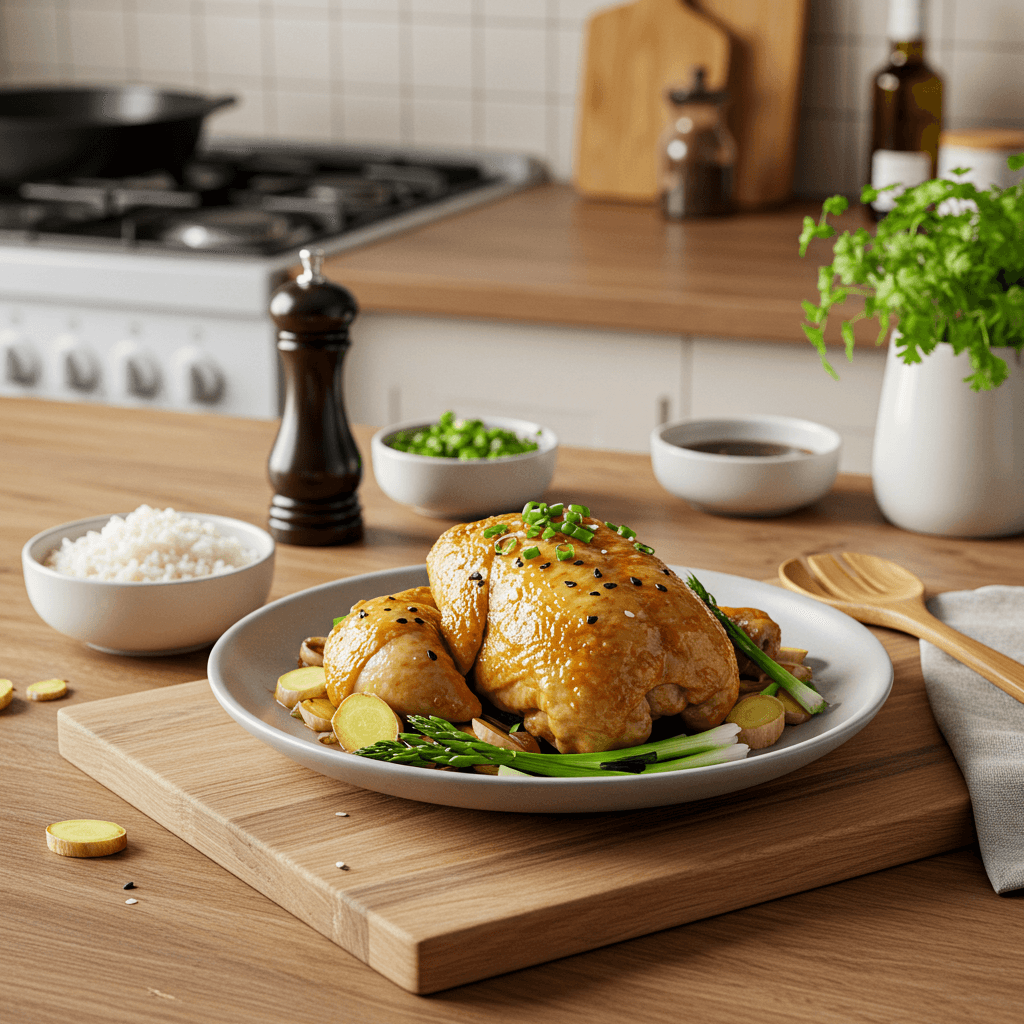 Oven-Roasted Ginger Chicken with Green Onion Infusion