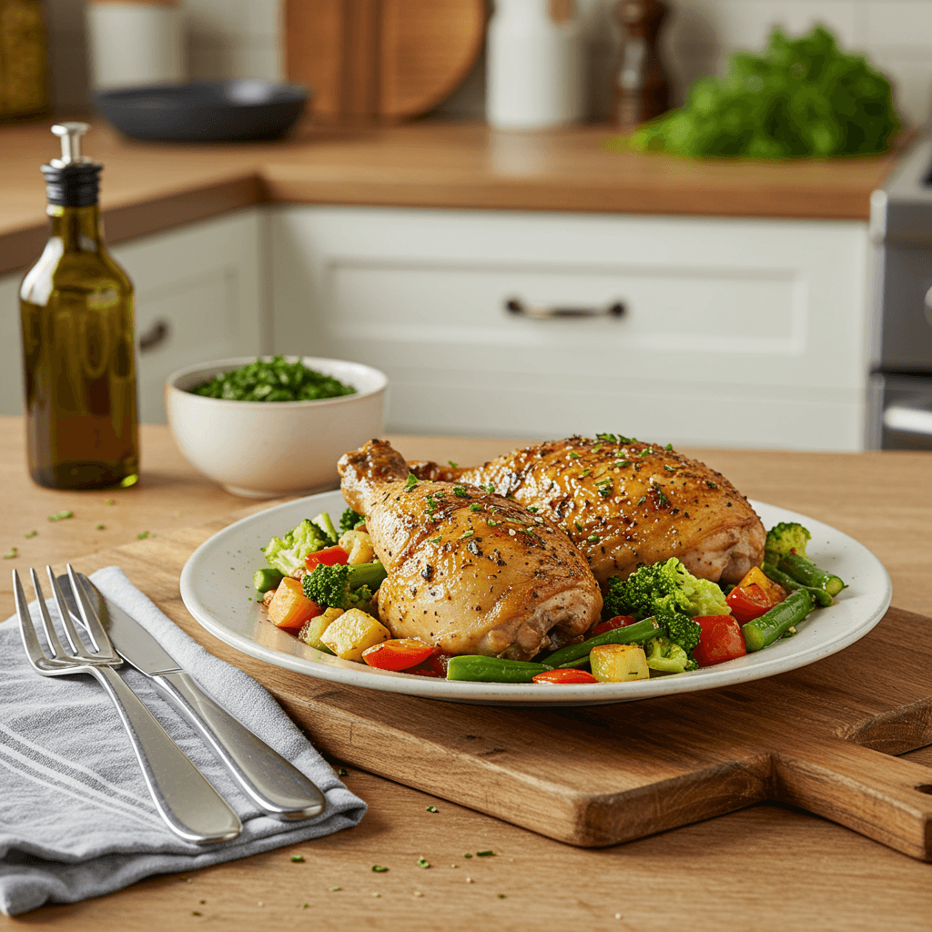Oven-Roasted Herb-Glazed Chicken with Veggie Medley