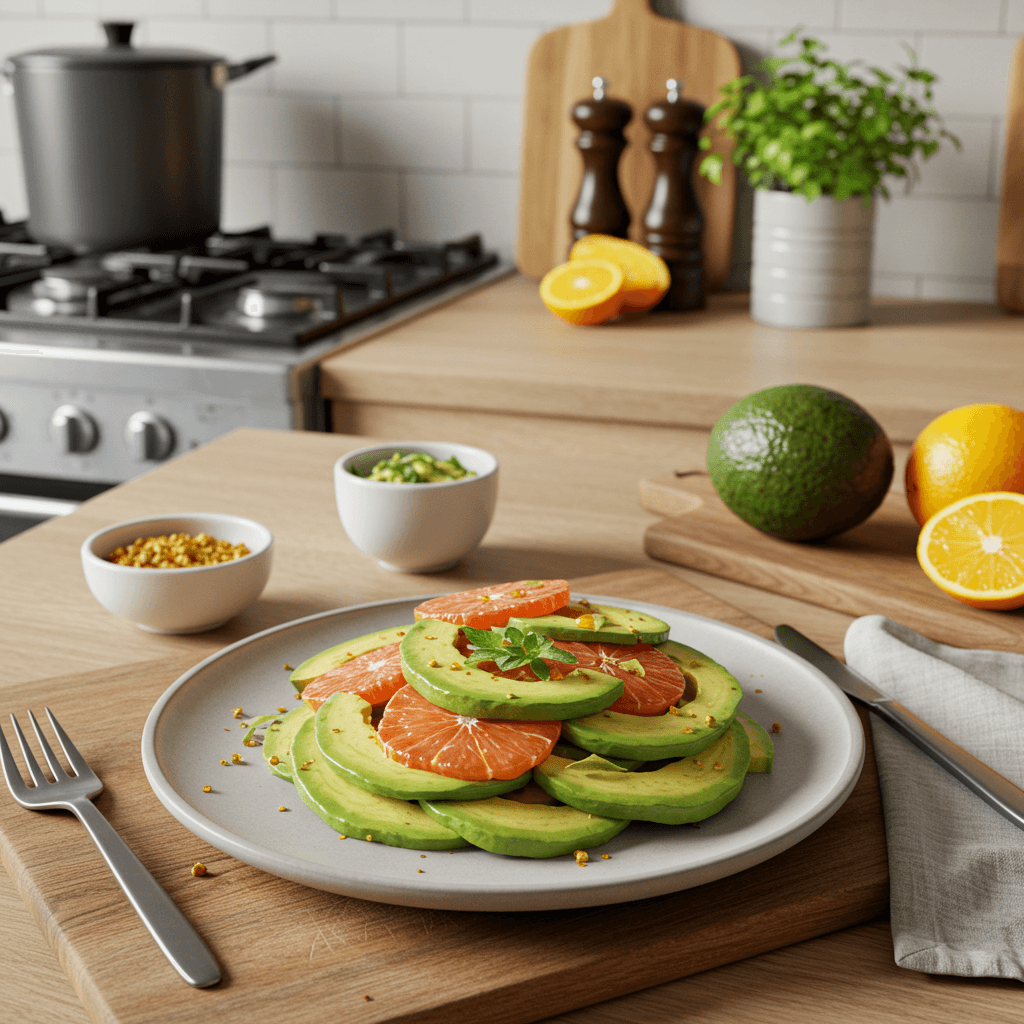 Refreshing Avocado and Citrus Fruit Snack Delight